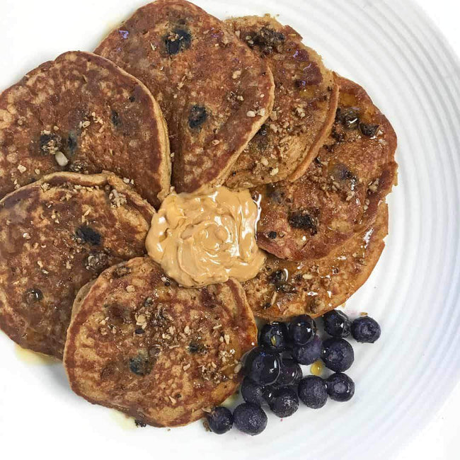 Peanut Butter Blueberry Protein Pancakes Recipe