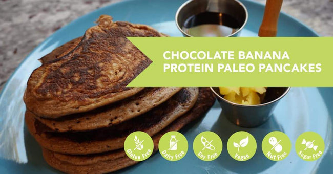 Chocolate Banana Paleo Protein Pancakes Recipe