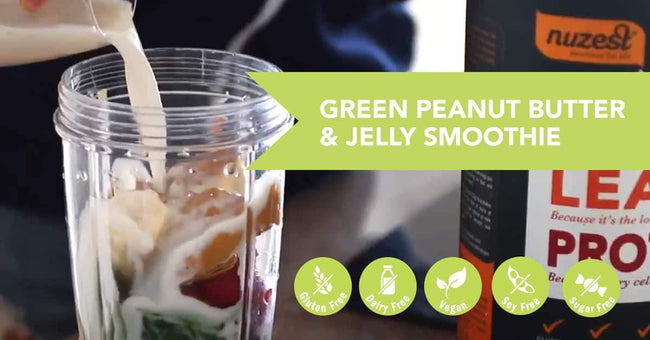 Green Peanut Butter & Jelly Protein Smoothie Recipe